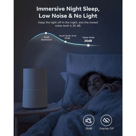 NEW 2L Ultrasonic Cool Mist Humidifier for Bedroom with Essential Oil Diffuser - Picture 5 of 7